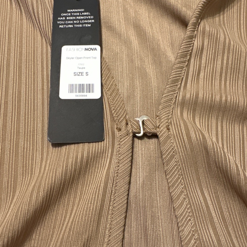 Long Sleeve Open Collared Ribbed Top - Picture 3 of 6